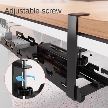 🖥️ Under Desk Cable Organizer – Telescopic Metal Storage Rack 🖥️