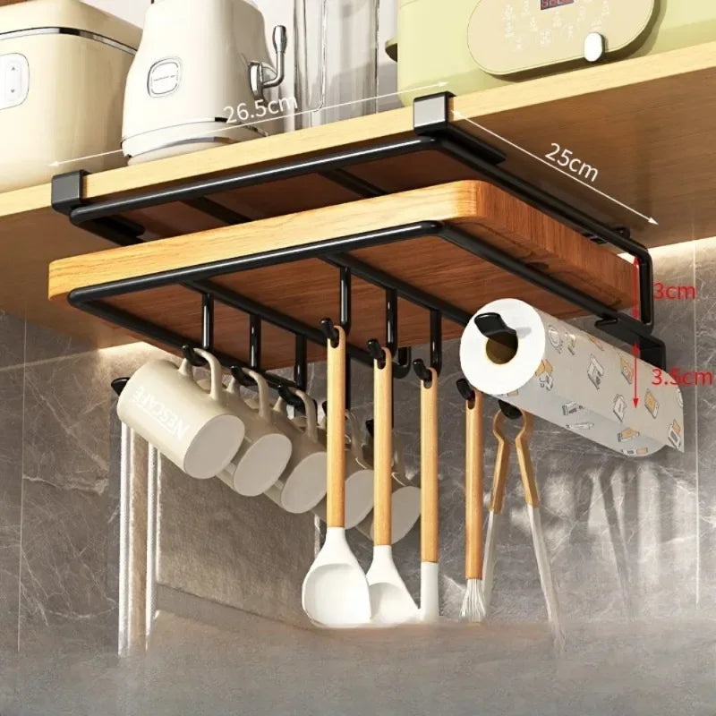 🧻 Kitchen Hanging Rack 🥄 Paper Towel + Pot Lid + Cutting Board Shelf 🧺