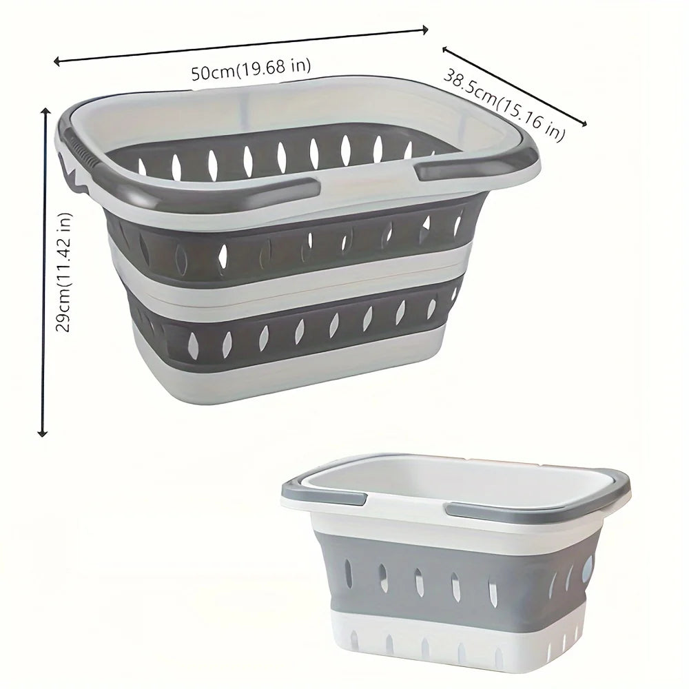 🧺 Foldable Laundry Basket with Handles – Durable Space-Saving Plastic Hamper for Home