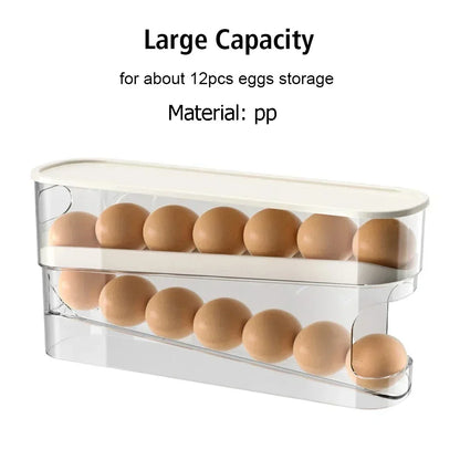 🥚 Double-Layer Rolling Egg Storage Box – Refrigerator Organizer 🥚
