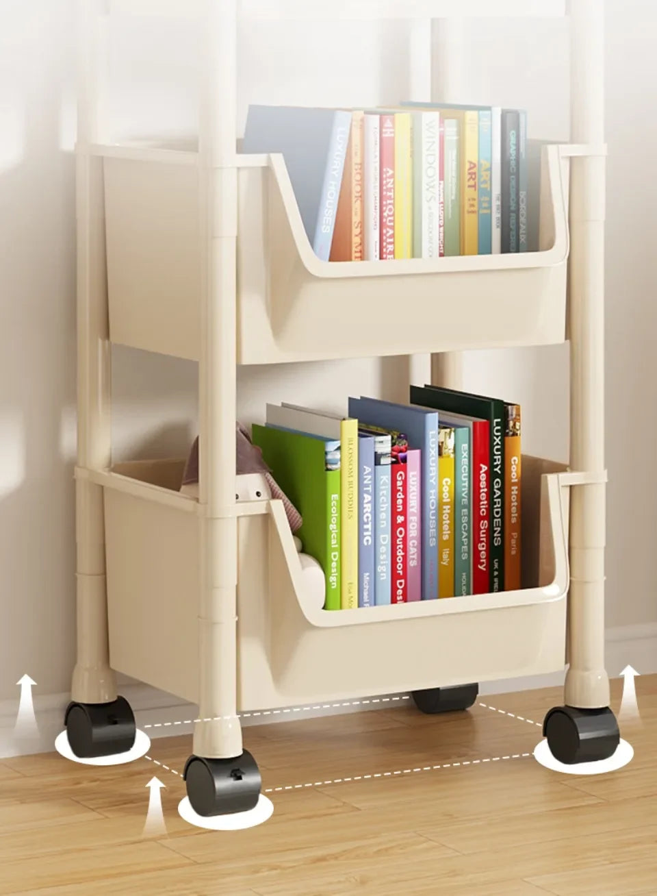 📚 5-Tier Rolling Bookshelf – Portable Corner Storage Rack with Wheels 🛋️🚚