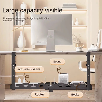 🖥️ Under Desk Cable Organizer – Telescopic Metal Storage Rack 🖥️