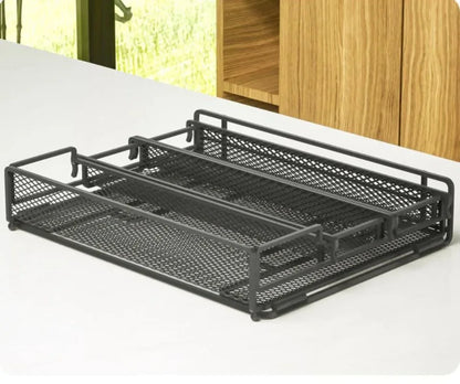3-Tier Foldable Kitchen Storage Rack – Sleek Black Organizer