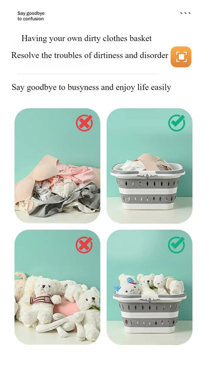 🧺 Foldable Silicone Laundry Basket – Portable Dirty Clothes Bin for Bathroom 🚿