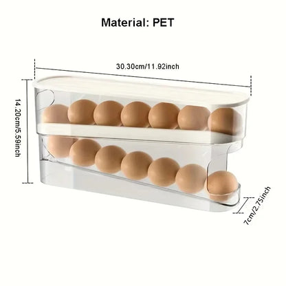 🥚 Double-Layer Rolling Egg Storage Box – Refrigerator Organizer 🥚