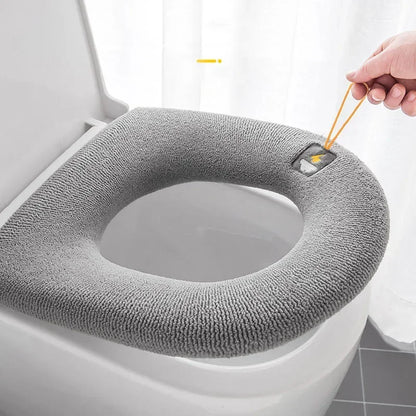 Winter fleece-lined universal toilet seat cover waterproof washable thick pad
