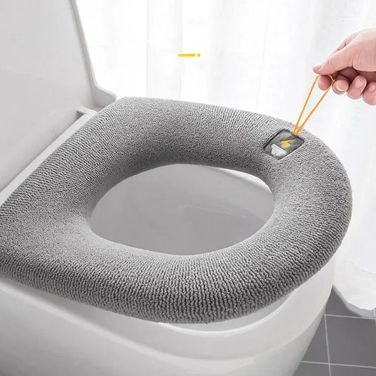 Winter fleece-lined universal toilet seat cover waterproof washable thick pad
