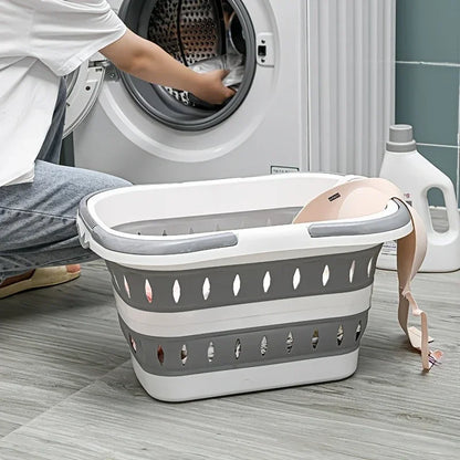 🧺 Foldable Laundry Basket with Handles – Durable Space-Saving Plastic Hamper for Home