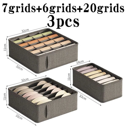 🧺 Foldable Drawer Organizer Box – 1/6/7/20-Grid Storage for Underwear, Socks & Bras