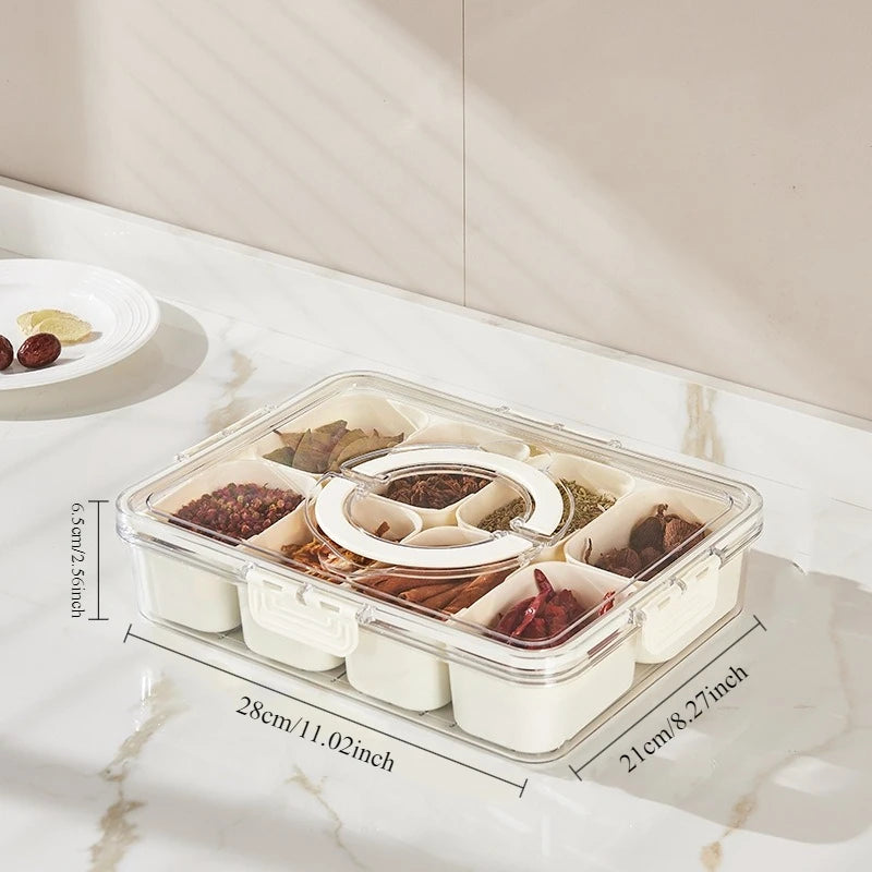 8-Grid Food Storage Box with Lid & Removable Compartments