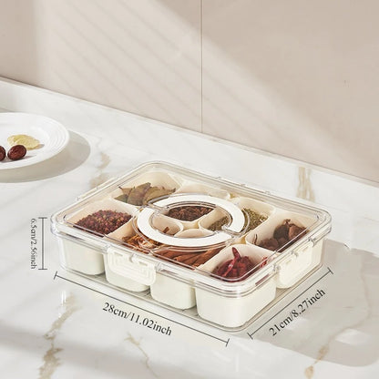 8-Grid Food Storage Box with Lid & Removable Compartments