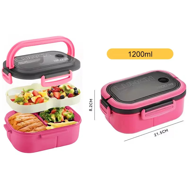 🍱 1300ML Bento Lunch Box – 4 Grid Leakproof Microwavable Set 🍱