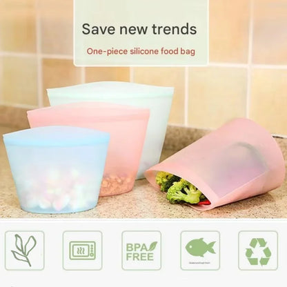 🛍️ Silicone Storage Bags – Reusable Food Grade Leakproof Set 🛍️