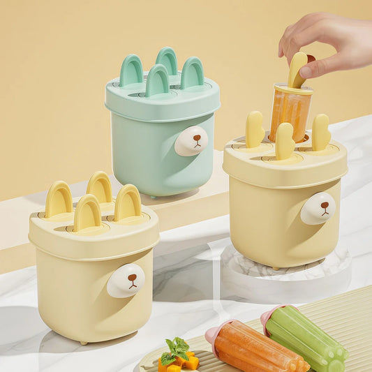 🍧 4-Grid Silicone Popsicle Molds – BPA-Free Reusable Ice Cream Maker for Kids & Adults 🍦