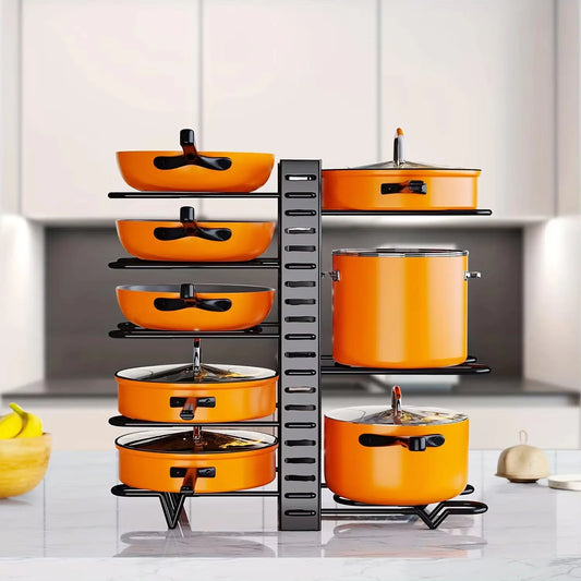 🍲 8-Tier Pot Rack Organizer – Durable Metal Kitchen Storage Stand 🍲