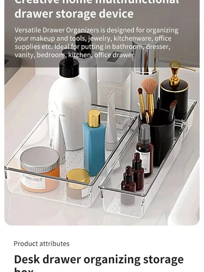 🗃️ Crystal-Clear Drawer Organizers – Tidy Up in Style, One Bin at a Time! ✨