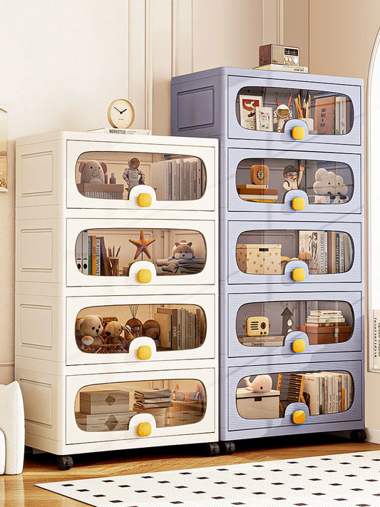60cm Extra Large Flip-Top Storage Cabinet with Wheels – Multi-Layer Organizer