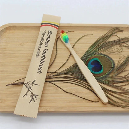 Bamboo Toothbrush Set – 100PCS Eco-Friendly Wooden Soft Brushes