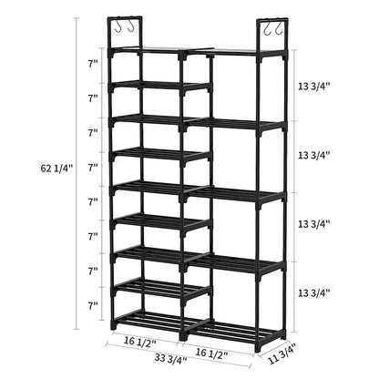 👟 Multi-Layer Shoe Rack with Hooks – Large Capacity, Modular & Detachable Design