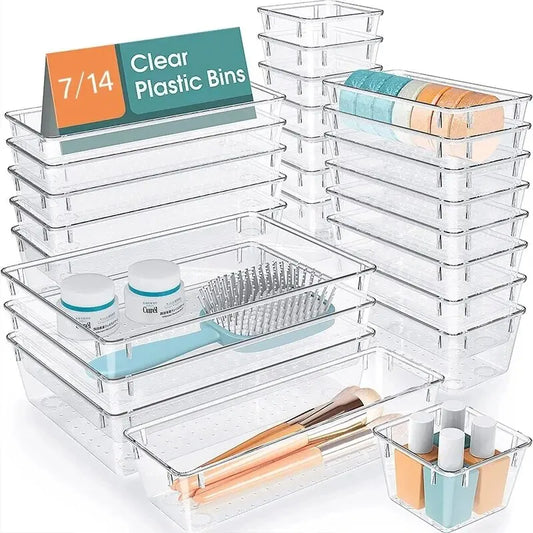 🗃️ Crystal-Clear Drawer Organizers – Tidy Up in Style, One Bin at a Time! ✨