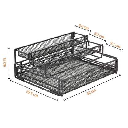 3-Tier Foldable Kitchen Storage Rack – Sleek Black Organizer