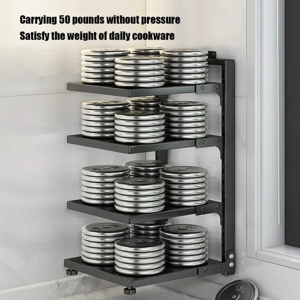 Adjustable Under Sink Pot Rack  Multi-Layer Storage Shelf  Rustproof Kitchen Organizer