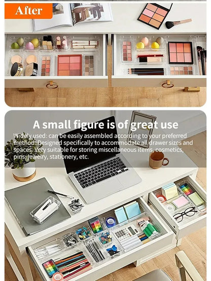 🗃️ Crystal-Clear Drawer Organizers – Tidy Up in Style, One Bin at a Time! ✨