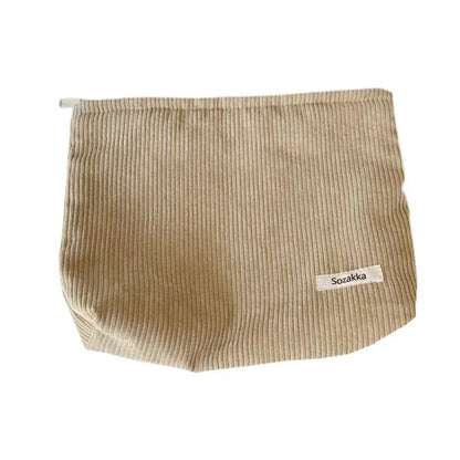 💼 Corduroy Cosmetic Travel Bag – Soft Zipper Makeup Pouch for Women (Large Capacity)
