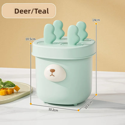 🍧 4-Grid Silicone Popsicle Molds – BPA-Free Reusable Ice Cream Maker for Kids & Adults 🍦