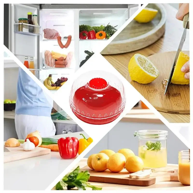 Refrigerator crisper storage box for vegetables and fruits like onion, avocado, and tomato
