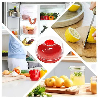 Refrigerator crisper storage box for vegetables and fruits like onion, avocado, and tomato

