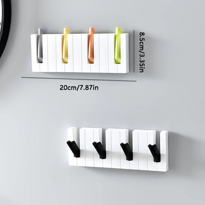 🎹 Foldable Piano-Style Wall Hooks – No-Drill 4-Frame Organizer for Entryway, Kitchen & Bathroom 🧢