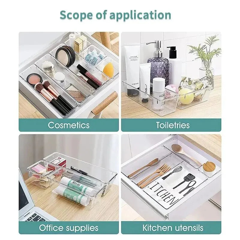 🗃️ Crystal-Clear Drawer Organizers – Tidy Up in Style, One Bin at a Time! ✨