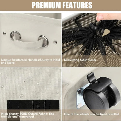 🧺 Foldable Laundry Basket with Wheels – Dirty Clothes & Storage Bin Set 🛞