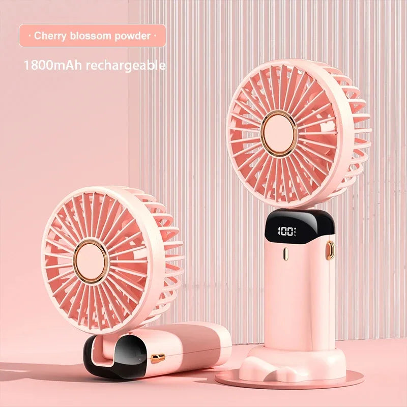 💨 Portable Mini Fan – Foldable Neck Hanging & 5 Speeds 💨