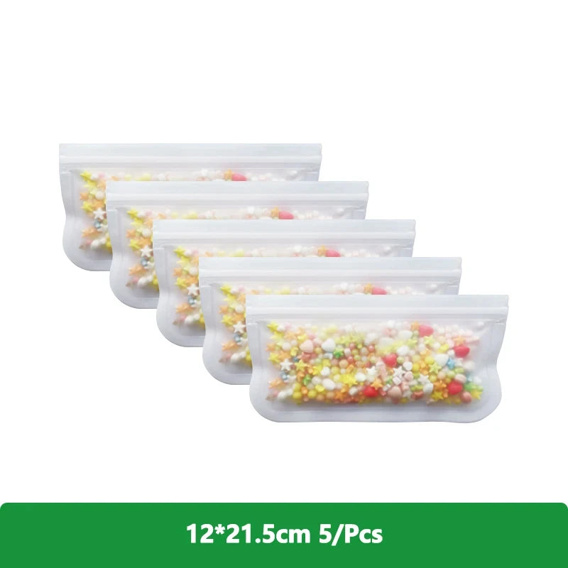 Reusable Food Storage Bags – Freezer & Ziplock Set – 1/5/10 Pcs