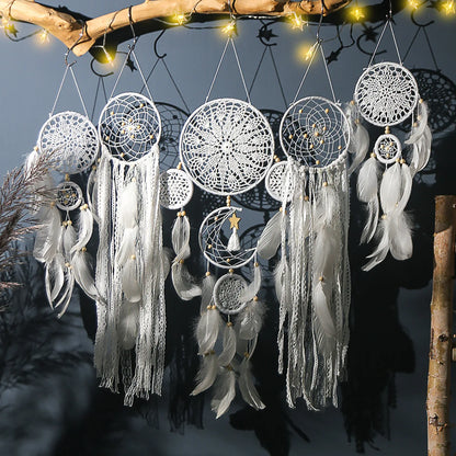 Boho dream catchers set macrame wall hanging nursery room home decor moon design

