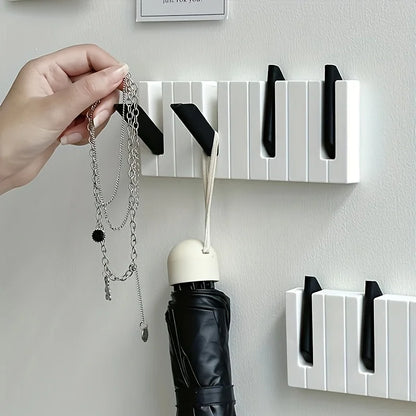 🎹 Foldable Piano-Style Wall Hooks – No-Drill 4-Frame Organizer for Entryway, Kitchen & Bathroom 🧢