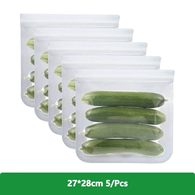 Reusable Food Storage Bags – Freezer & Ziplock Set – 1/5/10 Pcs