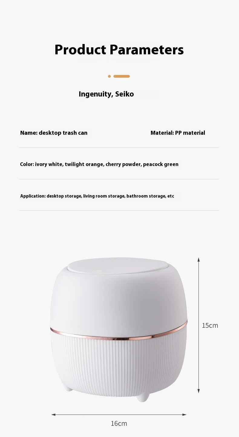 🗑️ Mini Desktop Trash Can – Pop-Up Lid Storage Bin for Coffee Tables & Office Desks ✨