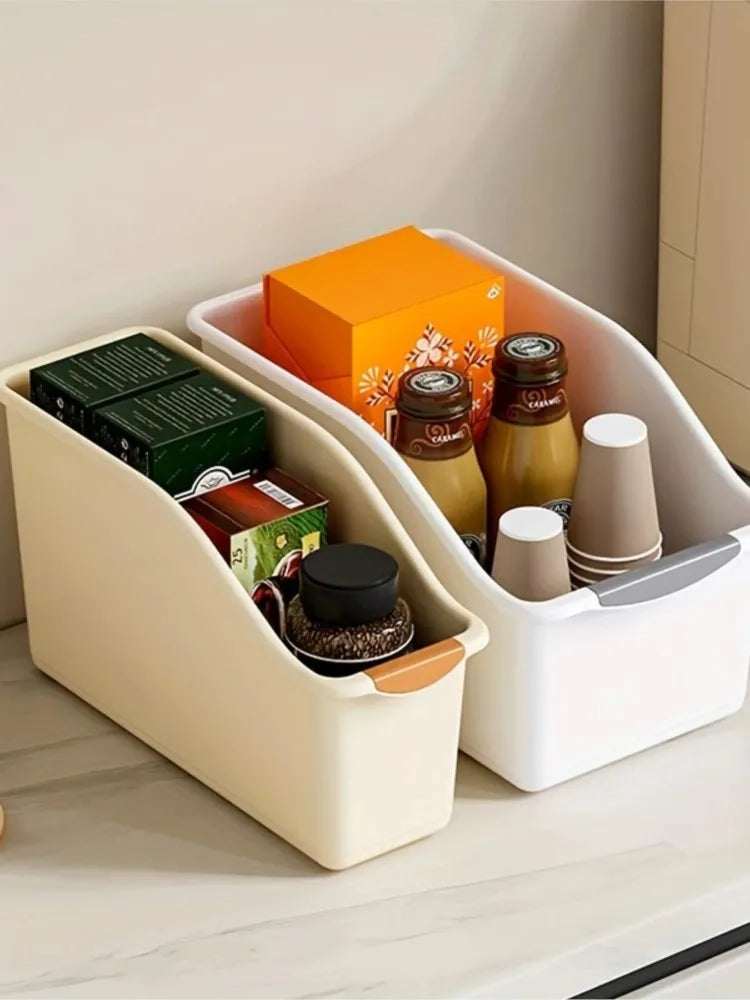 🧺 Curved Plastic Storage Bins – 🧼 Multi-Use Organizer Set for 🏠 Kitchen, 🛁 Bathroom & More