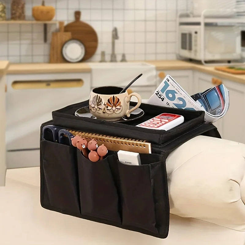 🛋️ No-Slip Sofa Armrest Caddy – Keep Everything Within Reach!