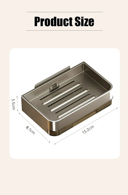 🧼 Wall-Mounted Soap Dish – No-Drill Metal Holder with Drain for Bathroom & Shower 💧