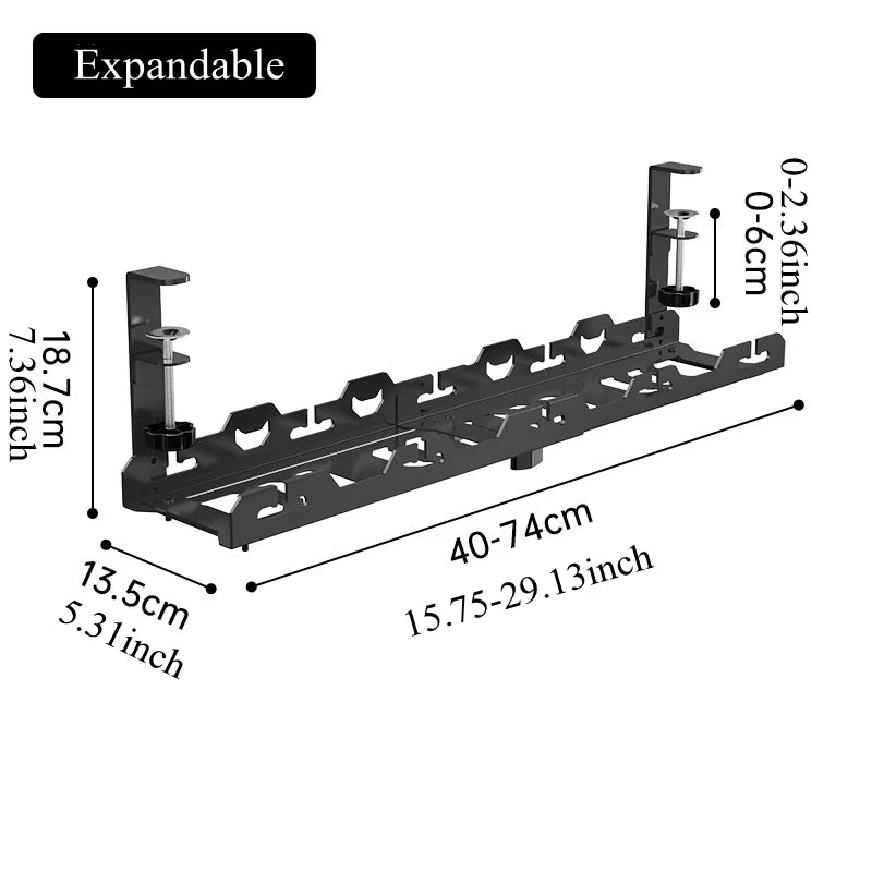 🖥️ Under Desk Cable Organizer – Telescopic Metal Storage Rack 🖥️