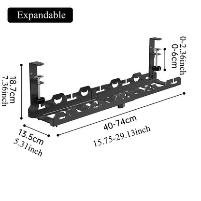 🖥️ Under Desk Cable Organizer – Telescopic Metal Storage Rack 🖥️