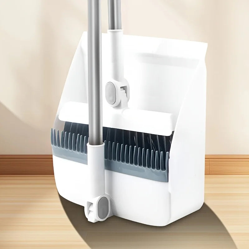 Fold. Click. Sweep! Magnetic Handle Broom & Dustpan Set