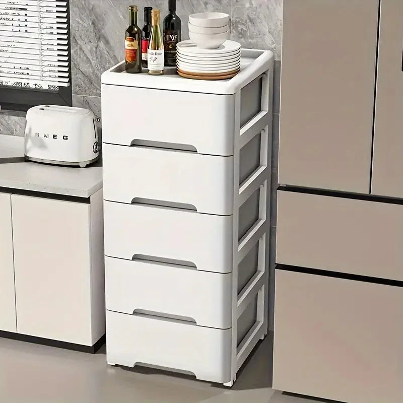 Multi-tier drawer cabinet with 3 to 7 layers and wheels for versatile home storage
