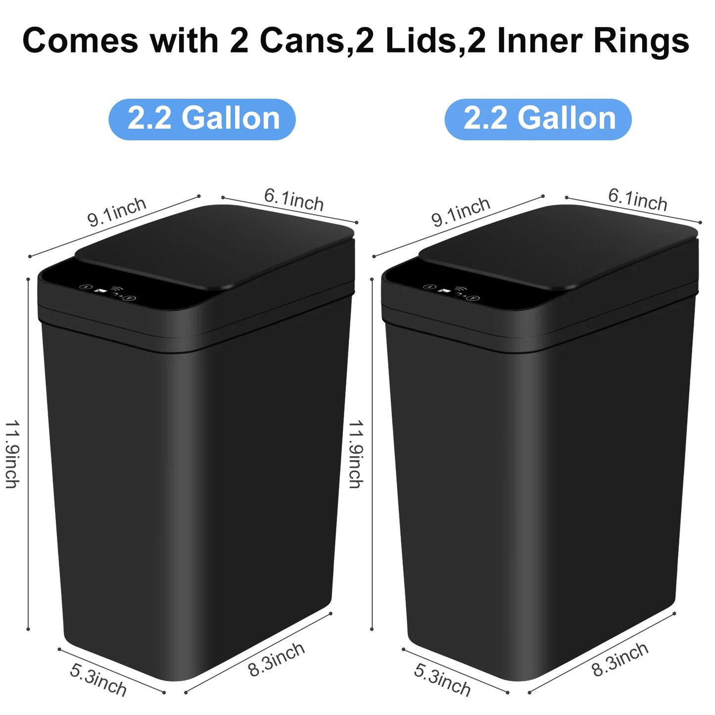 Touchless Sensor Trash Can 12L x2 – Slim Motion Lid
