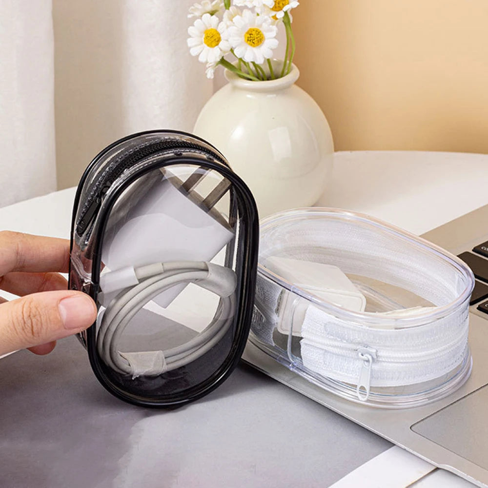 🎧 Portable Mini Clear Zipper Storage Bag – Compact & Waterproof Organizer With Keychain 🔑