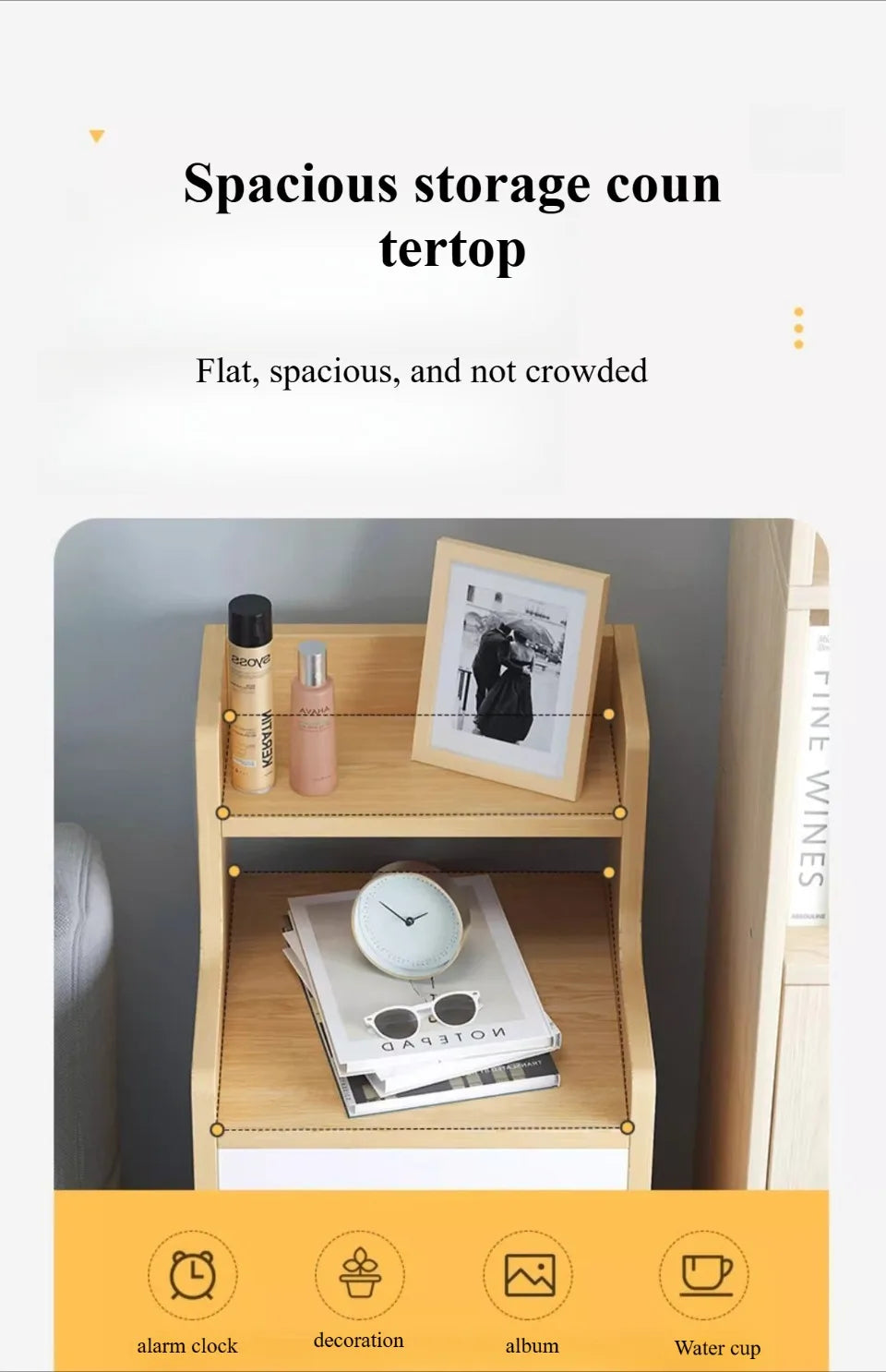 🛏️ Slim Wooden Bedside Table – 3-Drawer Modern Nightstand for Bedrooms 🌙
